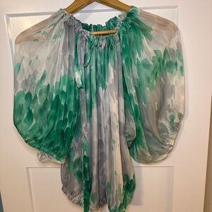 Chic Green and Gray Women's Blouse